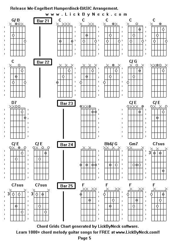 Chord Grids Chart of chord melody fingerstyle guitar song-Release Me-Engelbert Humperdinck-BASIC Arrangement,generated by LickByNeck software.